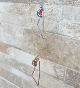 Kalung Qifei 2026 OEM Berlapis Emas 18K dari Baja Tahan Karat dengan Motif Semangka Palestina & Peta Arab, Perhiasan Fashion untuk Pria Wanita - Product Image 4