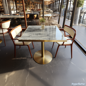 Trắng xám vuông <span class=keywords><strong>Granite</strong></span> nhà hàng bảng Tops vàng thép không gỉ chân kim loại - Product Image 3