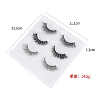 3 paires de faux cils, naturels, 3D, volumineux et épais, style monobloc, en boîte, réutilisables