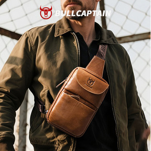 กระเป๋าคาดอก BULLCAPTAIN FISHON แบบสะพายข้าง กระเป๋าวิ่ง กระเป๋าสะพายไหล่ กระเป๋ากีฬา กระเป๋าหนังแท้สั่งทำพิเศษสำหรับผู้ชาย - Product Image 2