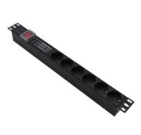 Unité de distribution d'alimentation (PDU) allemande 19 pouces 1U pour montage en rack, 6 prises, 3 filtres de surtension, instructions de mise à la terre, 16A 220-250V