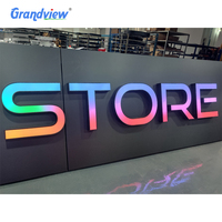 Letrero de Pared 3D con Logo LED RGB a Todo Color Personalizado, Letras de Canal con Faros Publicitarios y Cambio de Color para Nombre de Tienda