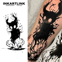 Autocollant de tatouage temporaire Dark Soul Ghost personnalisé, style encre ajourée Anime, à base de plantes, semi-permanent 15 jours, pour bras et jambes, vente en gros