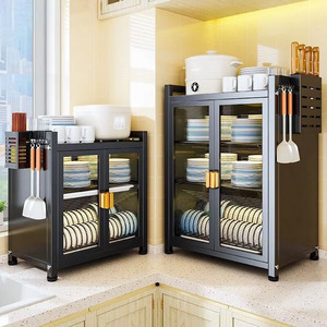 Gabinete <span class=keywords><strong>de</strong></span> Almacenamiento <span class=keywords><strong>de</strong></span> <span class=keywords><strong>Cocina</strong></span> <span class=keywords><strong>de</strong></span> Metal Simple <span class=keywords><strong>de</strong></span> Gran Capacidad Estante Multicapa para Platos y Tazones Armario a Prueba <span class=keywords><strong>de</strong></span> Polvo <span class=keywords><strong>con</strong></span> <span class=keywords><strong>Puertas</strong></span> - Product Image 2