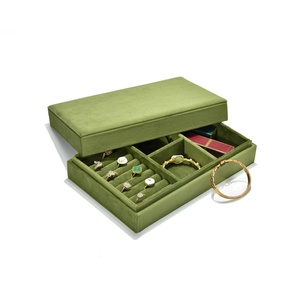 Wholesale <b>Custom</b> Logo Velvet Jewelry Tray with Lid Stackable Ring <b>Lipstick</b> Jewelry Organizer Storage Case Rectangle Shaped - Product Image 5