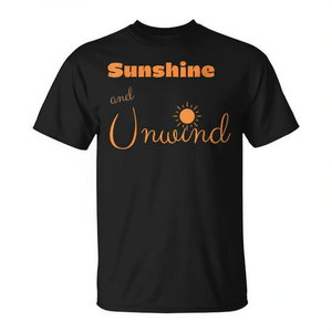 Sunshine And Unwind Camiseta de verano para mujer, manga corta, cuello redondo, estampado digital, diseño relajante de playa - Product Image 3