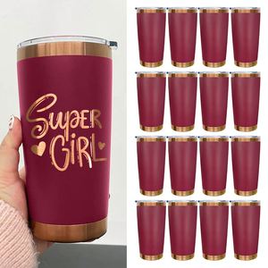Vaso de Acero Inoxidable de 20 oz con Revestimiento de Cobre en el Interior, Color Marrón, con Tapa Magnética Deslizante - Product Image 1