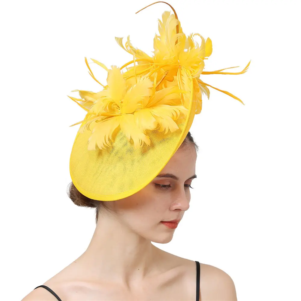 High-end Hat With Feathers Horse Racing Festival,Aristocratic Socialite Tea Party,Bride Party Hairpin Headwear top hat