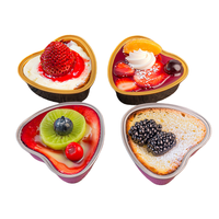 Moules à pâtisserie en forme de cœur 3,4 oz en aluminium avec couvercles, jetables, pour pudding, muffins, cupcakes, ramequins pour Noël