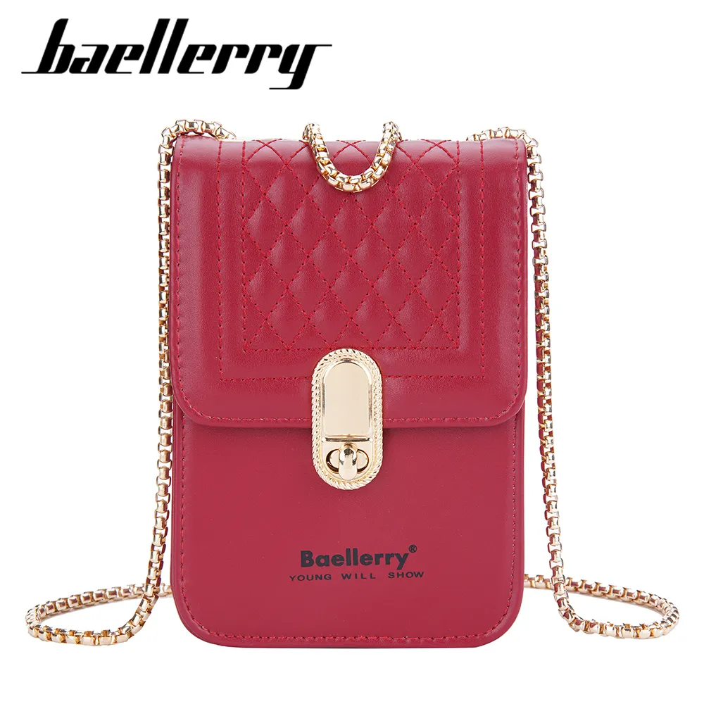 Baellerry 2023 New Design Embroidered Buckle Shoulder Messenger Bag Fashion Chain Colored Branded Handbag Women Mobile Phone Bag