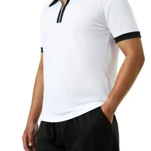 T-shirt semi-zippé contrasté en polyester à manches courtes pour l'été - Product Image 5