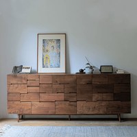 Commode de style Mid-Century en bois de cerisier massif à 8 tiroirs, buffet sculpté pour hôtel écologique