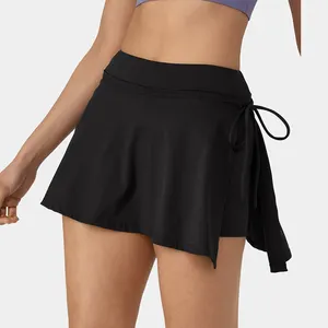 Beste Qualität Benutzer definiertes Logo gedruckt Frauen Athlet Tennis Kleidung Hohe Taille Atmungsaktiver schwarzer Tennis rock für Mädchen