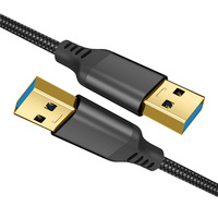 Cable USB 3.0 de Doble Conector Macho con Revestimiento Trenzado para Transferencia de Datos y Carga Rápida para Computadora, Auriculares y Cámara