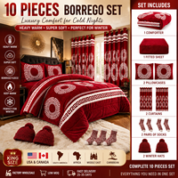Lot de 10 pièces en polaire Borrego, ensemble de literie d'hiver très chaud et épais, taille King, avec rideaux, drap-housse et taies d'oreiller