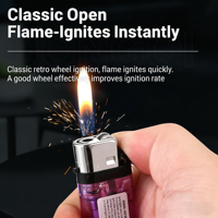 Briquet à gaz butane jetable, résistant au vent, portable, en plastique, de qualité OEM, pour cigarettes