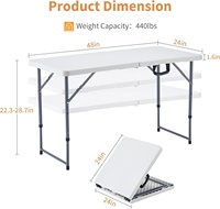 Outdoor-Klapptisch 4 Fuß Mühelos Schnell Höhenverstellbar Faltbarer Kleiner Kartentisch mit Fixierverriegelung Stabil für Party und Essen