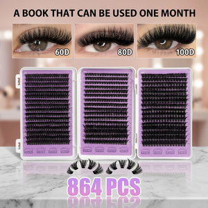 Aesphylash En gros Extensions de cils en grappe DIY 12 rangées 80D, effet mat, naturel, épais, en faux vison, sans cruauté animale - Product Image 2