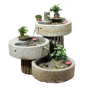 Pedra Natural artesanal Vasos de Flores Plantador Do Jardim Japonês Característica Cachoeira Fonte De Água No Interior para Casa e Decoração Do Jardim