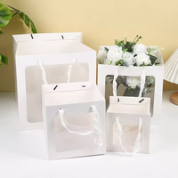 Sac cadeau en papier carré de luxe personnalisé avec poignée, sac d'emballage pour bouquet, pour les fleuristes