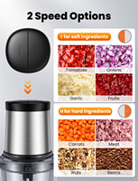 Robot culinaire électrique miniature 2 vitesses 8 tasses 300W pour bébé, hachoir à viande