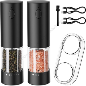Molinos de Sal y Pimienta Automáticos y Manuales con Ajuste de Grosor, Juego de Molinillos por Gravedad con Base, Venta al Por Mayor - Product Image 1