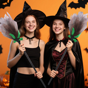 Venta caliente Halloween bruja <span class=keywords><strong>escoba</strong></span> Cosplay <span class=keywords><strong>escoba</strong></span> voladora decoraciones de malla extraíble para fantasma Festival fiesta nueva bruja de Halloween - Product Image 2