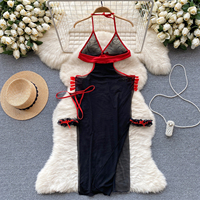 Robe d'été sans manches en maille ajourée pour femme