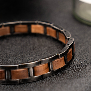 Pulsera de Madera DODO DEER, Artística, Retro, Plateada, Unisex, con Eslabones de Cadena - Product Image 3