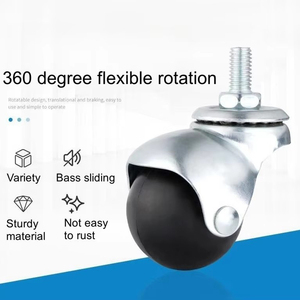 Modern 2 Inch Black PU Steel 360 Swivel Casters Ball Bearing Silent Durable 30-40kg Load <b>Replacement</b> Office Chair <b>Wheels</b> - Product Image 2