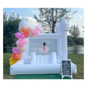 Large commercial bounce house wedding party white inflatable big bouncing castle kids commercial tik tok bounce house