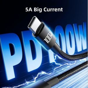 100w Data <b>Cable</b> Nylon Braided Data Transfer <b>Type</b> <b>c</b> to <b>Type</b> <b>c</b> <b>USB</b> <b>C</b> <b>Cable</b> Fast Charging Cord for Phones Laptop - Product Image 2
