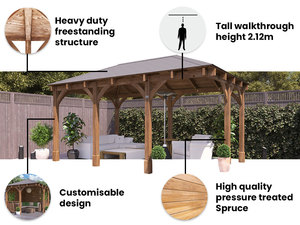 Gazebo en bois gazebo extérieur toit moderne pergola bioclimatique pour parasol avec <span class=keywords><strong>abris</strong></span> <span class=keywords><strong>de</strong></span> <span class=keywords><strong>jardin</strong></span> en bois - Product Image 3