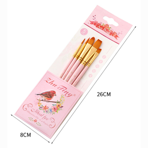 Ensemble de 5 pinceaux ronds à manche en bois pour <span class=keywords><strong>peinture</strong></span> à l'aquarelle, acrylique et huile, pinceaux pour la <span class=keywords><strong>peinture</strong></span> artistique - Product Image 4