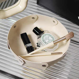 Organizador de Cosméticos de Cuero para Escritorio, Estilo Escandinavo, para la Entrada del Salón, con Espacio para Guardar Llaves, Bandeja Europea Multiusos - Product Image 4