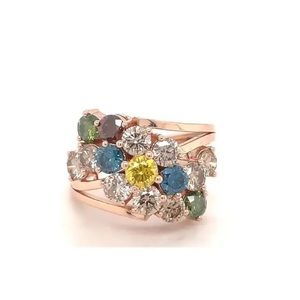 Anillo de diamantes de oro amarillo tratado natural más vendido con diamantes multicolores certificados por IGI para joyería de moda con fines de regalo para mujeres - Product Image 1