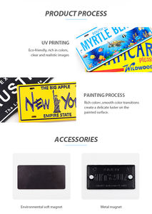 Plaques d'immatriculation de voiture magnétiques en aluminium personnalisées en gros, souvenirs de pays, plaques métalliques, aimants de réfrigérateur - Product Image 6