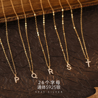 Vente en gros 26 A-Z initiale lettre Alphabet Zircon charme 925 collier en argent Sterling pour les femmes