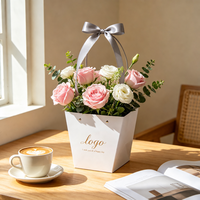 Tas Hadiah Kreatif untuk Hari Valentine dan Hari Ibu, Tas Buket Tangan Berembos, Tas Bunga Kustom untuk Florist, Tas Bawa Pulang Bunga Kustom