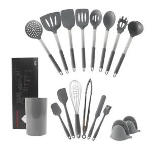 Eco-friendly Food Grade Gift Pack 17 pcs Cooking Tools Kitchen Gadgets Silicone and Stainless Steel Kitchen Utensil Set