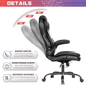 Chaise de <span class=keywords><strong>bureau</strong></span> ergonomique à dossier haut en similicuir, accoudoirs rembourrés, fonction d'inclinaison et de bascule, siège extra <span class=keywords><strong>large</strong></span>, style moderne pour cadre dirigeant - Product Image 3