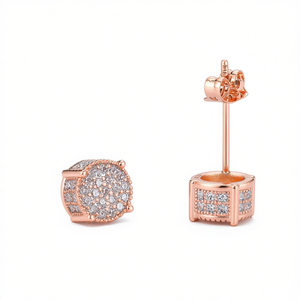 Pendientes de Diamantes en Oro Rosa E2801, Corte Brillante Redondo, Color G, Diamantes Naturales, Clásicos para Mujer, Uso Diario - Product Image 1