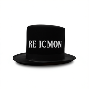 Chapeau haut de forme noir Walton Catrin avec imprimé Re Icmon, fausse fourrure, chapeau de fête pour adultes, costume de personnage, tenue festive, quatre saisons - Product Image 1