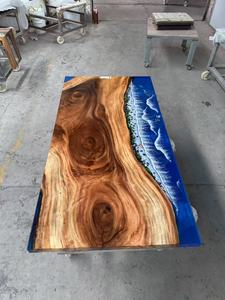 Tavolo da Pranzo in Legno Massello con Bordo Naturale <span class=keywords><strong>e</strong></span> Finitura in Resina Epossidica per <span class=keywords><strong>Arredamento</strong></span> Rustico - Product Image 6