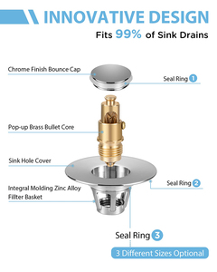 Universal Bathroom <strong>Sink</strong> Stopper 1.1~1.5 Basin Pop up <strong>Sink</strong> Drain <strong>Strainer</strong> Anti Clogging <strong>Sink</strong> Drain Filter <strong>with</strong> Hair Catcher - Product Image 5