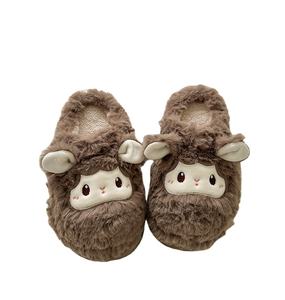 2025 зимние плюшевые шлепанцы с мультяшным персонажем, овцы, игрушки, игрушки, индивидуальные цвета для детей, пушистые тапочки для взрослых - Product Image 1