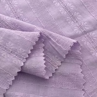 Tissu léger et résistant à l'abrasion en coton pur jacquard tissé ajouré à rayures, motif floral trèfle à quatre feuilles pour femme