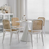 Chaise de salle à manger en rotin en bois et métal, respirant, robuste, intérieur rétro, mode naturelle, Restaurant, cuisine