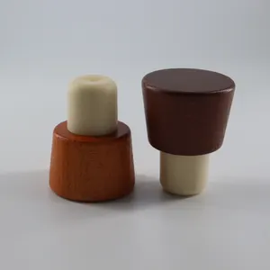 Custom Made Wooden Top Wine Bottle Cork Synthetic Stopper Plastic Cap Synthetic Cork Stopper
