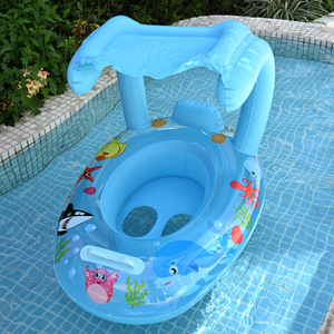 Flotador Inflable ABC para Niños con Toldo 80x60x55cm Diseño de Dibujos Animados para Bebés Uso en Piscina - Product Image 2